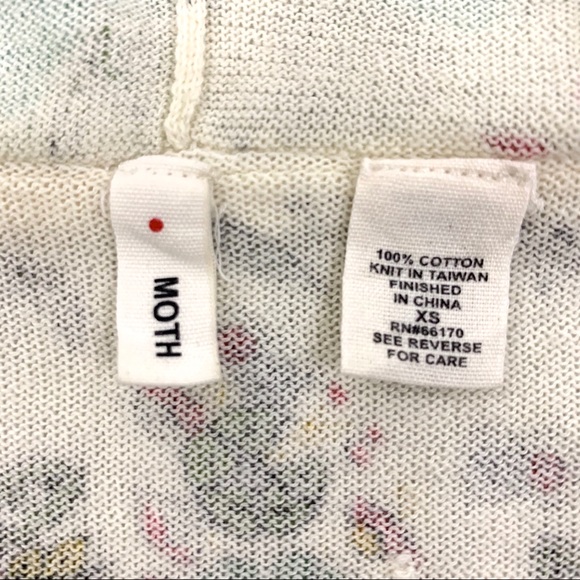 Anthropologie- MOTH Cream Print Crop Hoodie XS - Picture 13 of 13